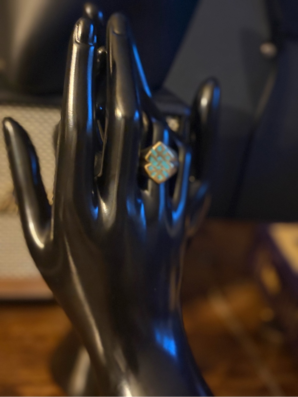Gold-Tone Turquoise Enamel Statement Ring - Women Jewelry 9